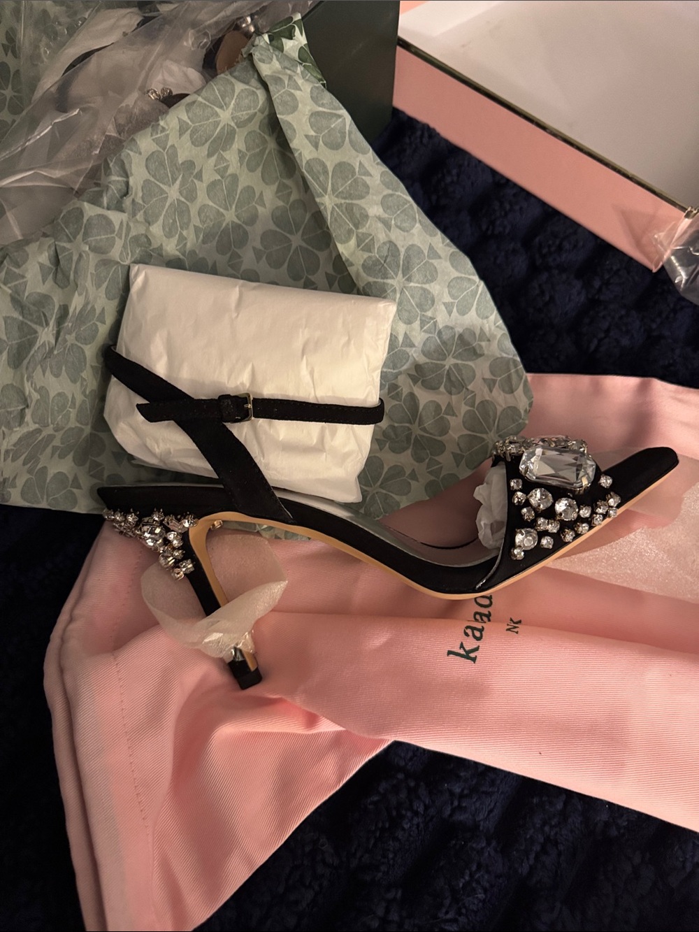 kate spade Black Jeweled Treasure Heel Sandals - Picture 6 of 6